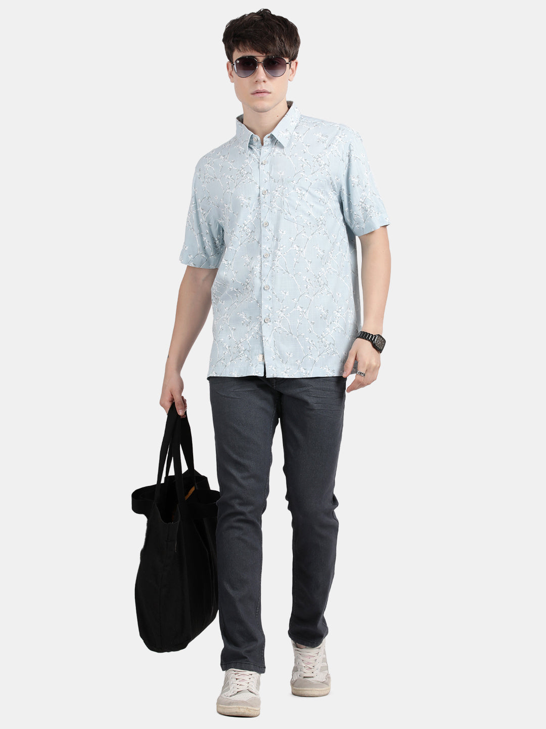T-Base Men Regular Fit Cotton Casual Shirt | Short Sleeve|Mint Green