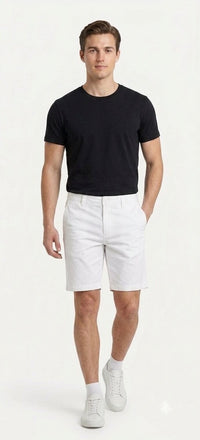 Tbase Men's Solid Regular Fit Cotton Shorts–White