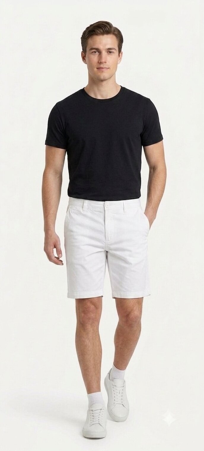 Tbase Men's Solid Regular Fit Cotton Shorts–White