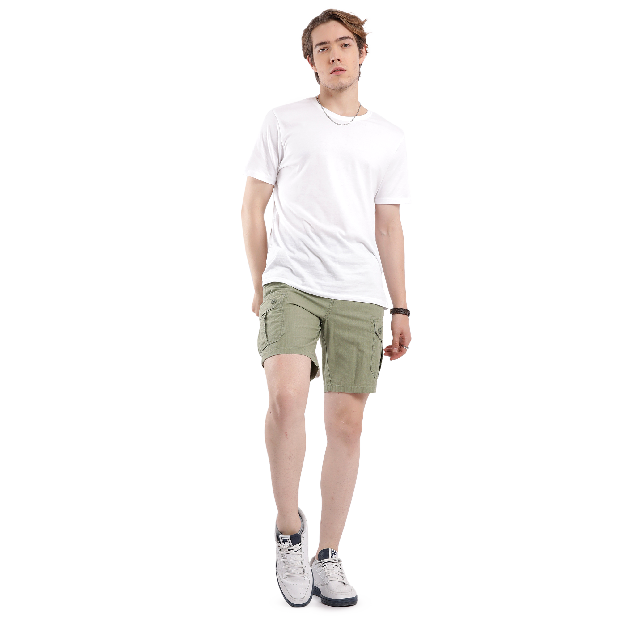 T-base Men's Casual Cargo Shorts | Mid-Rise | Regular Fit |Avacado
