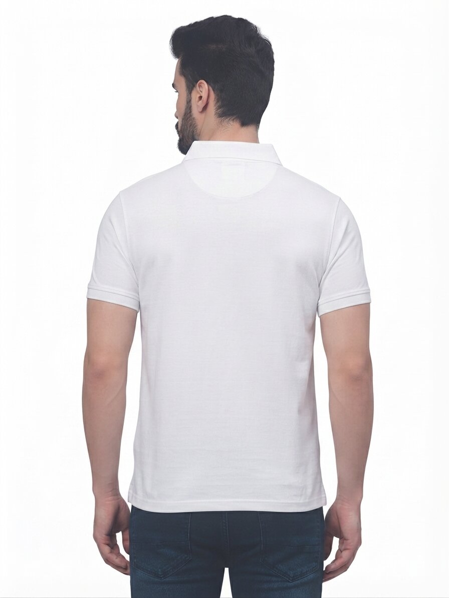 T-Base Men's Solid Polo T-Shirt |  Regular Fit | Half Sleeve | Polo Collar |BROKEN WHITE