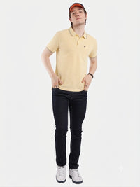 T-Base Men's Solid Polo T-Shirt |  Regular Fit | Half Sleeve | Polo Collar |Pale yellow