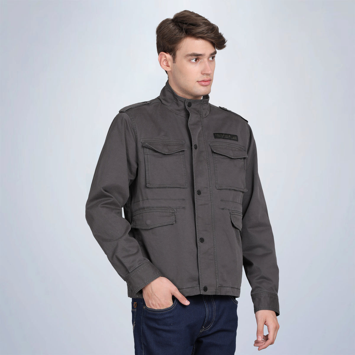 Men’s Classic Dark Grey Cotton Jacket - Regular fit