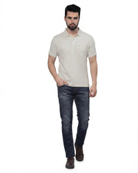 T-Base Men's Solid Polo T-Shirt |  Regular Fit | Half Sleeve | Polo Collar|IVORY