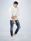 High Neck Off White Full Sleeve Pullover