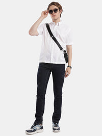T-Base Men Regular Fit Cotton Casual Shirt | Short Sleeve|White