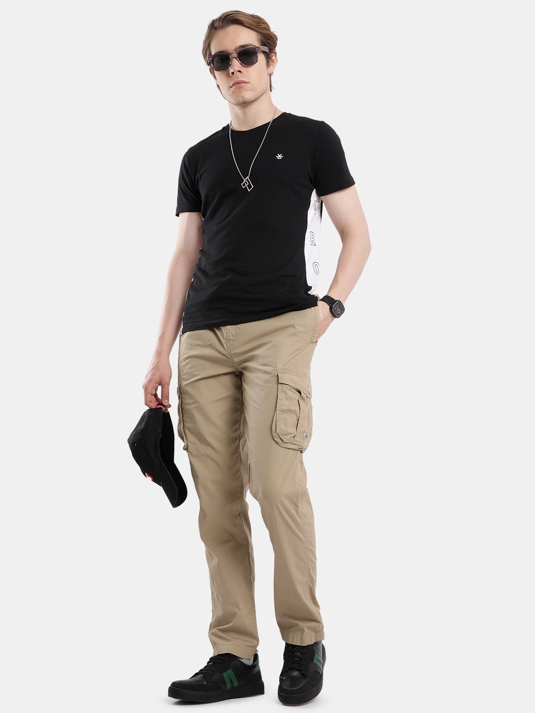 T-Base Men’s Oxward Tan Cargo Trouser | Mid-Rise Casual Utility Pants with 6 Pockets