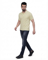 T-Base Men's Solid Polo T-Shirt |  Regular Fit | Half Sleeve | Polo Collar|DAFFODIL