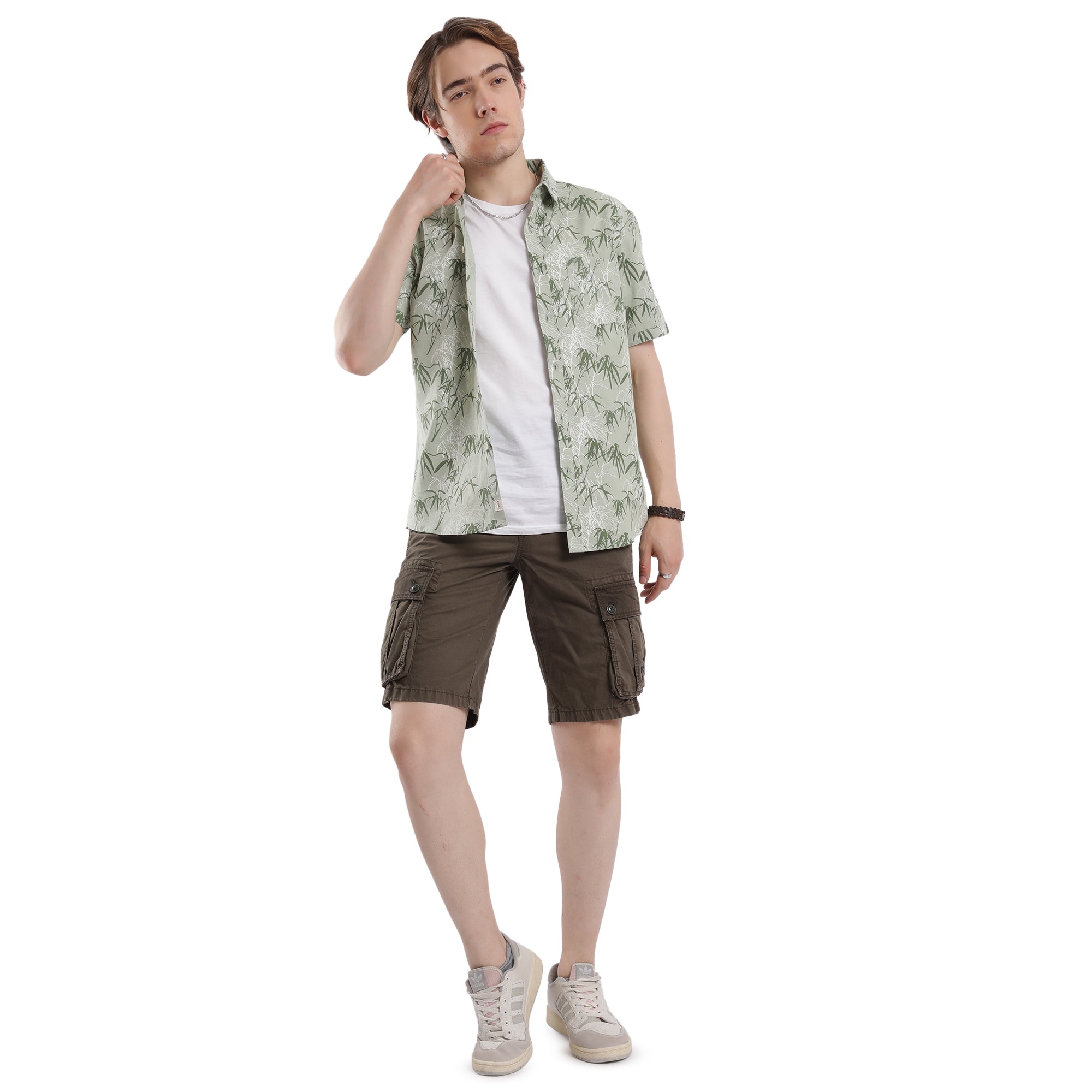 T-base Men's Casual Cargo Shorts | Mid-Rise | Regular Fit |Olive Night