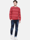 T-Base Men Red Striped Sweater