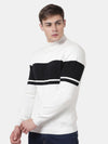 T-Base Men Black & Off White Colourblocked Pullover