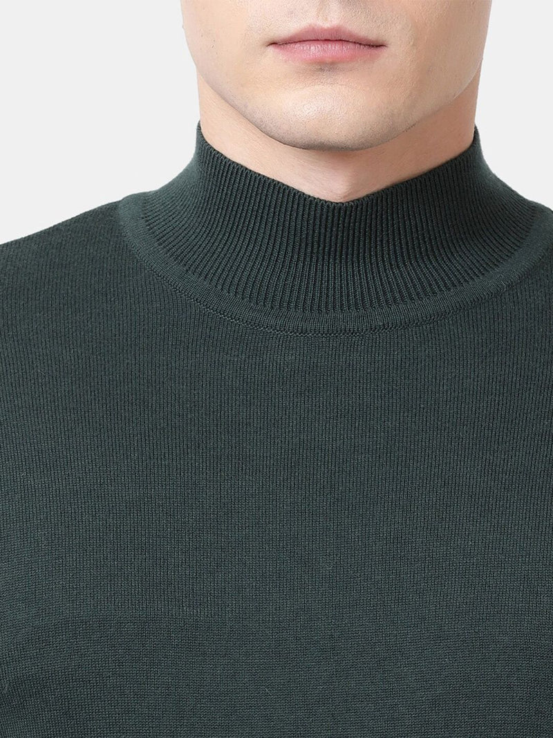 T-Base Men'S Green Turtle Neck Pullover