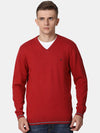 T-Base Men Red Solid Cotton Pullover