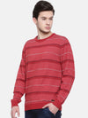 T-Base Men Red Striped Sweater
