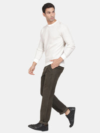 T-Base Ribbed Round Neck Cotton Pullover Sweaters