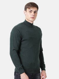 T-Base Men'S Green Turtle Neck Pullover