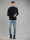 T-Base Men Navy Blue Ribbed Pullover