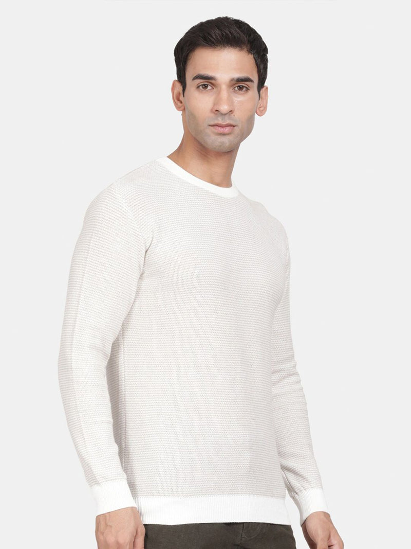 T-Base Ribbed Round Neck Cotton Pullover Sweaters