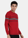 T-Base Men Striped Cotton Pullover
