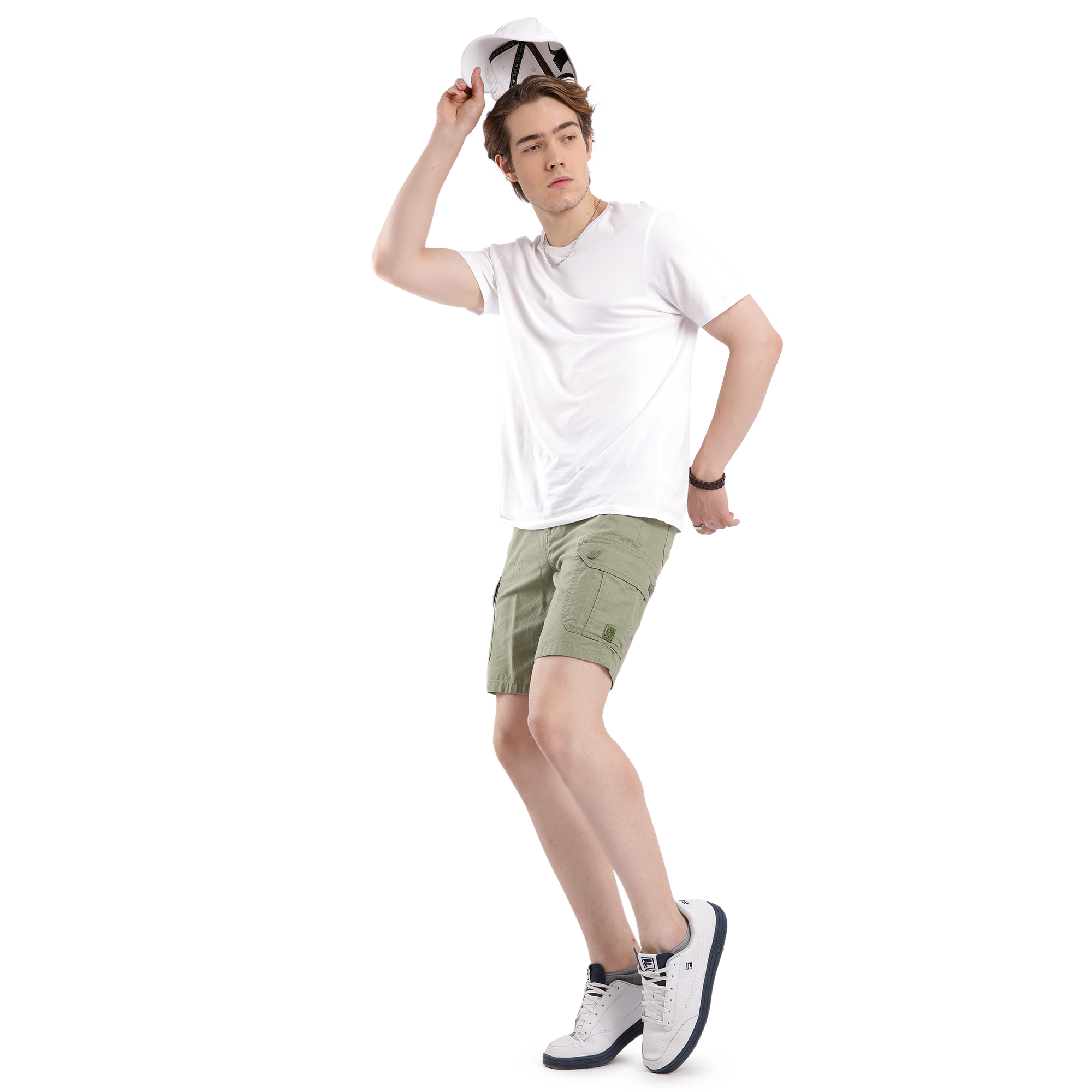 T-base Men's Casual Cargo Shorts | Mid-Rise | Regular Fit |Avacado