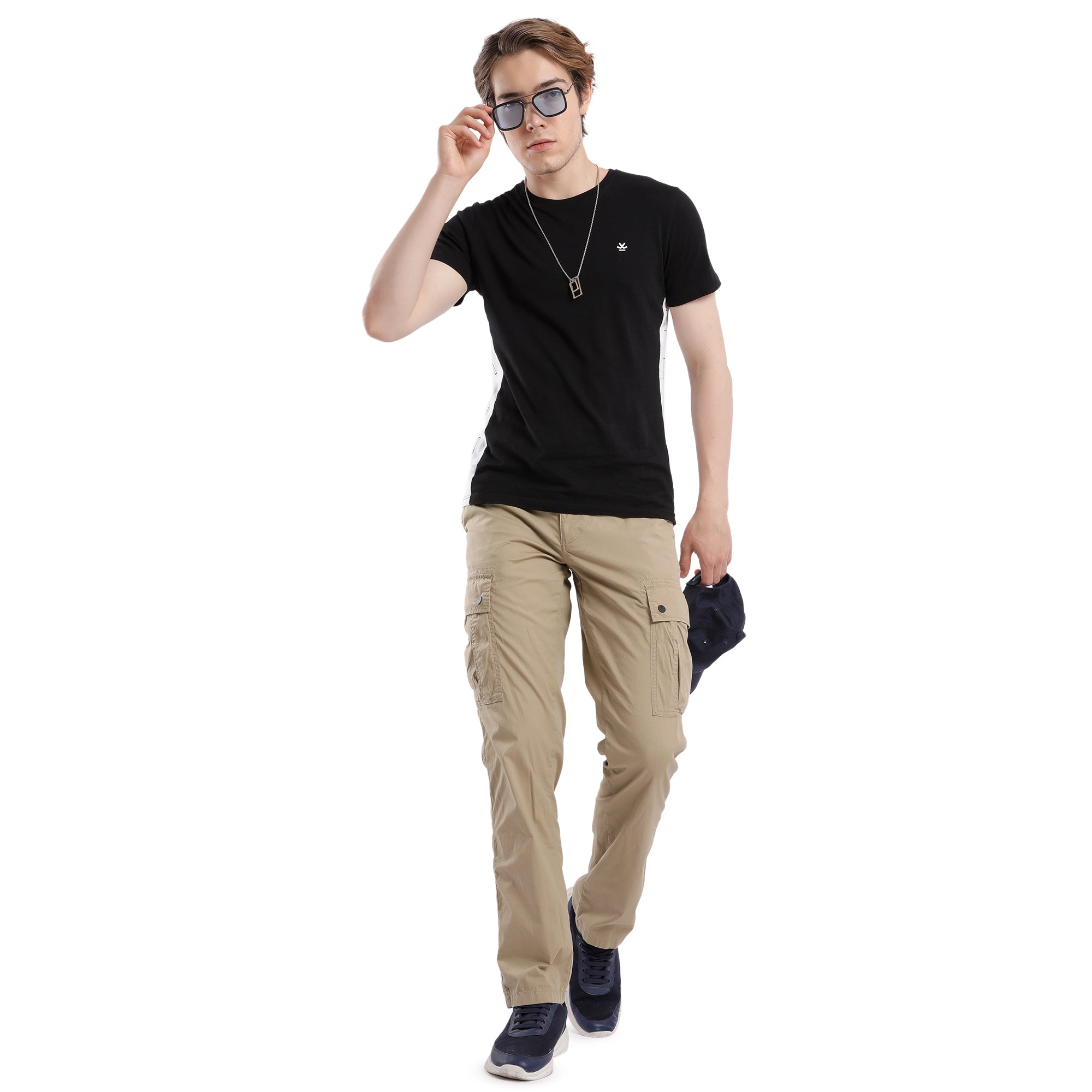 T-Base Men’s Oxward Tan Cargo Trouser | Mid-Rise Casual Utility Pants (Cotton)