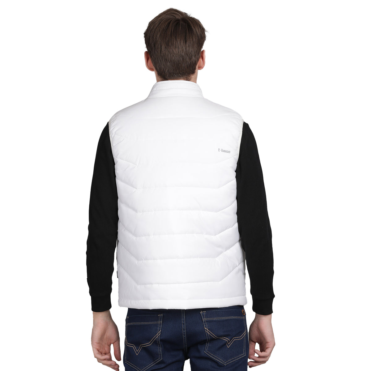 Men’s Classic White Polyester Jacket - Regular fit