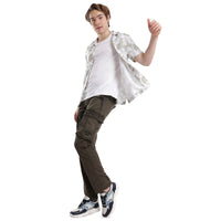 T-Base Men Mid-Rise Cotton Cargos Trousers|Olive Night