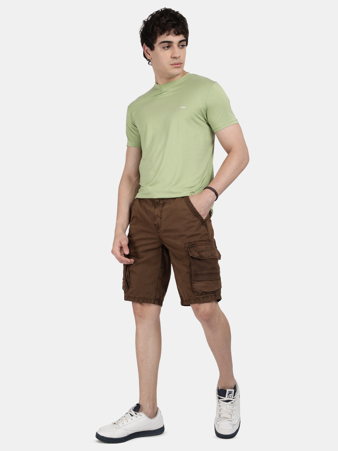 T-base Men's Casual Cargo Shorts | Mid-Rise | Regular Fit |Bark