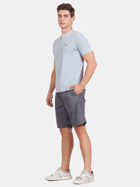 Tbase Men's Solid Regular Fit Cotton Shorts–Stone blue