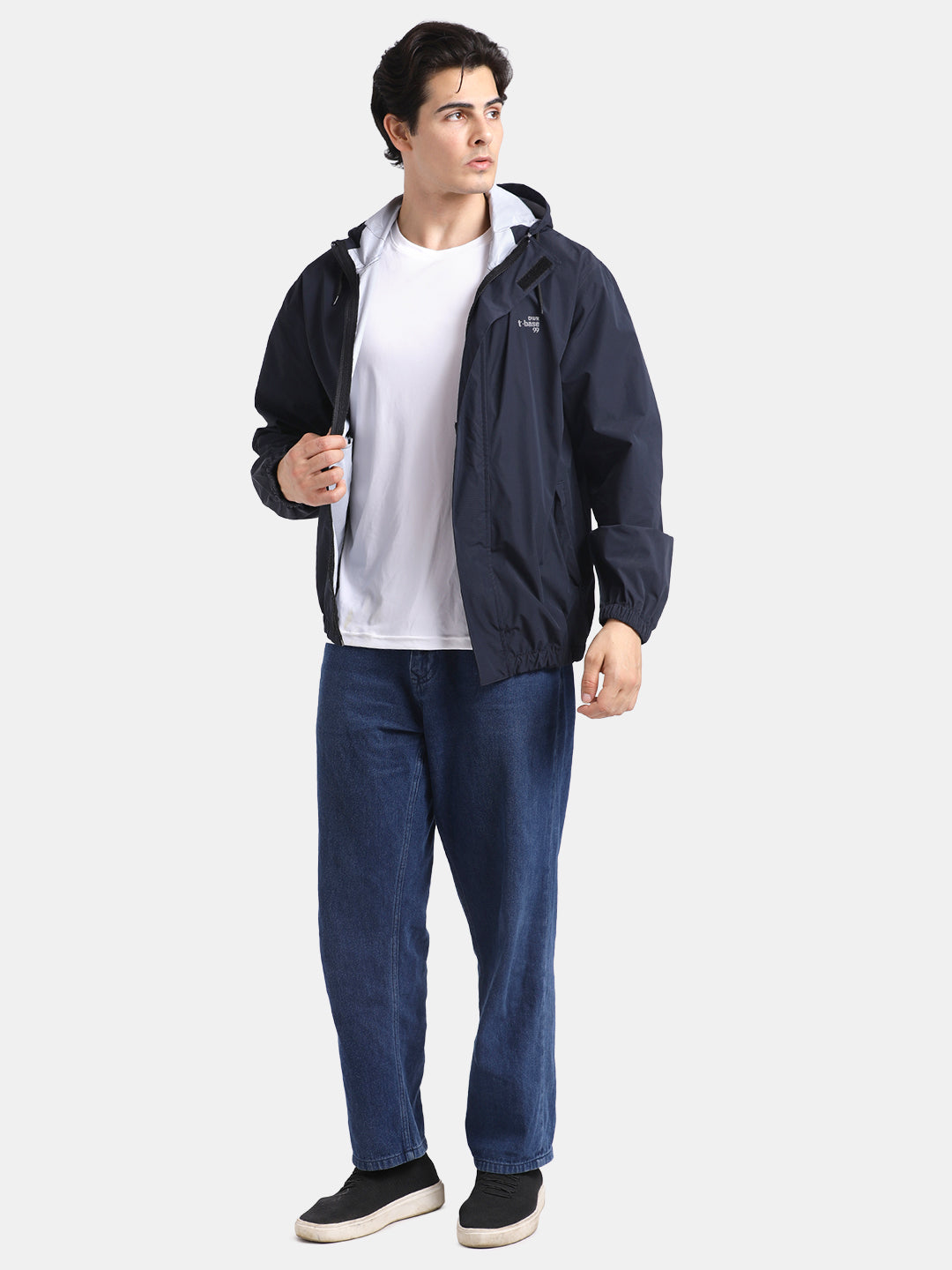 TBASE Men’s NAVY Waterproof Rain Jacket with Hood