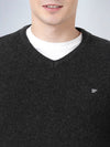 V Neck Lambswool Black Full Sleeve Pullover