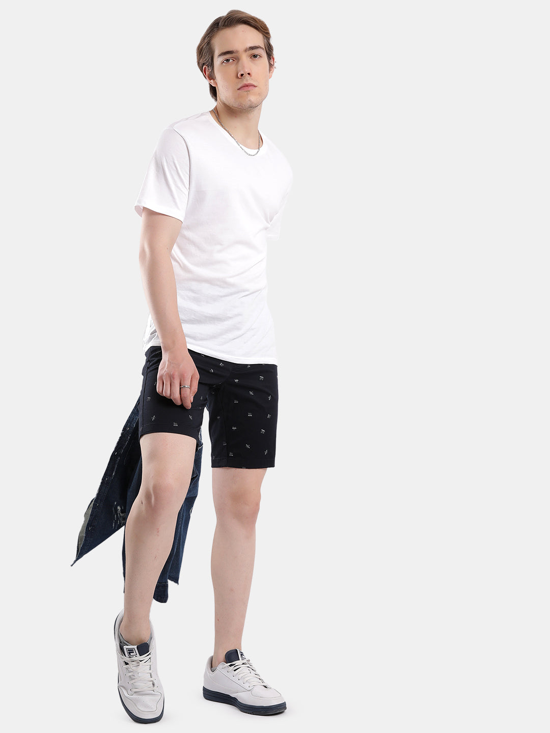 Tbase Men’s Dark Navy Printed Casual Shorts