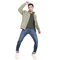 Men’s Classic Sage Green Polyester Jacket - Regular fit