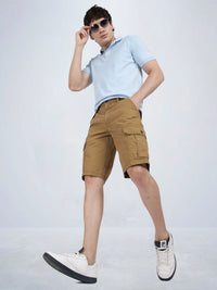 T-base Men's Casual Cargo Shorts | Mid-Rise | Regular Fit |WHISKEY