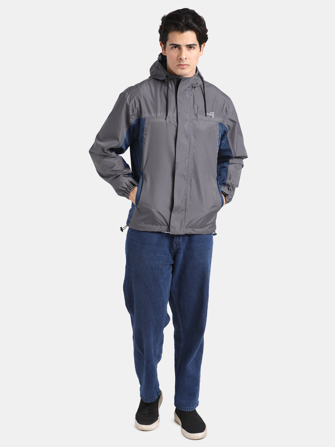 TBASE Men’s DARK GRAY Waterproof Rain Jacket with Hood
