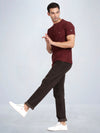 Half Sleeve Wine Henley T-Shirt