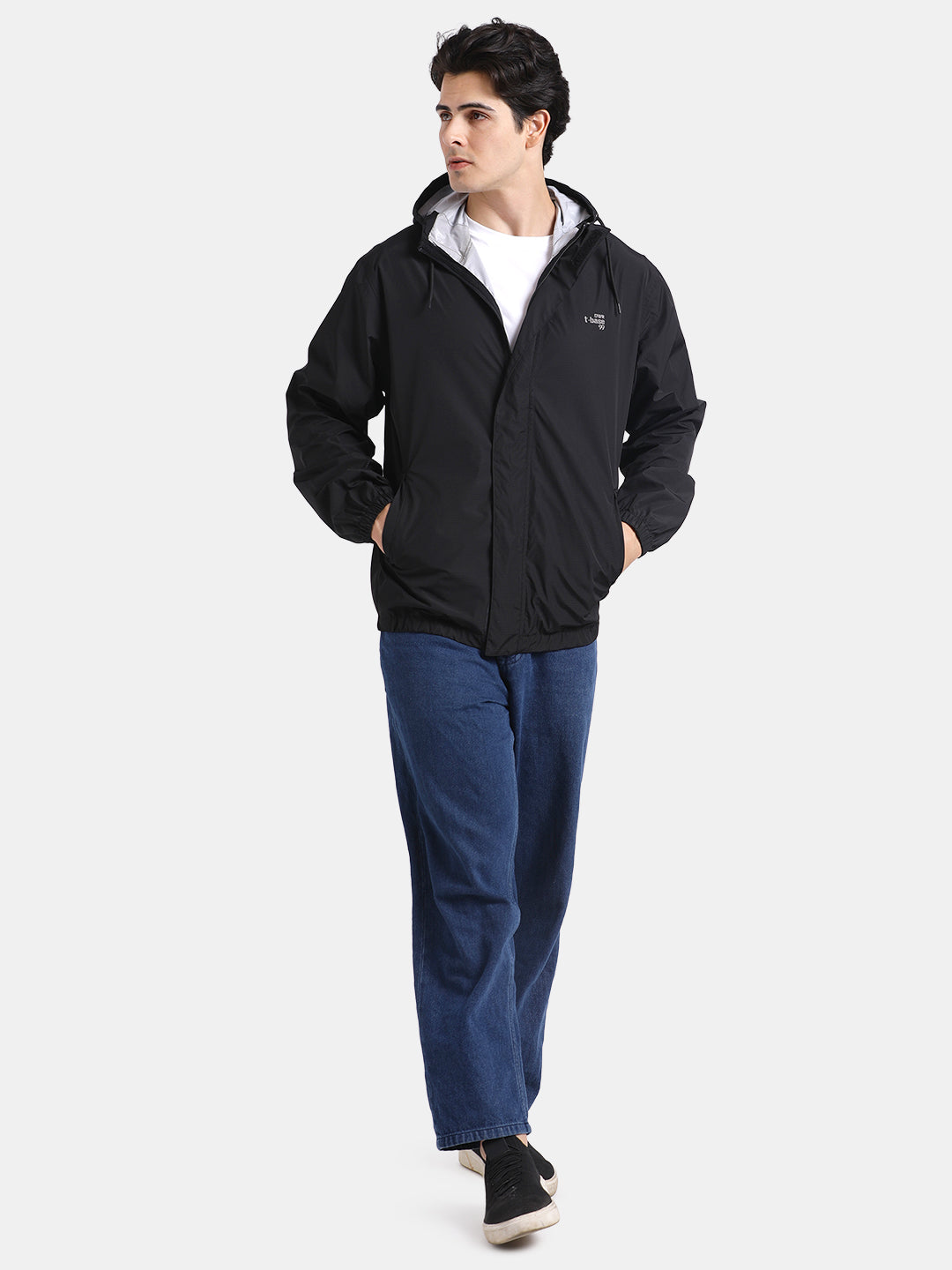 TBASE Men’s BLACK Waterproof Rain Jacket with Hood