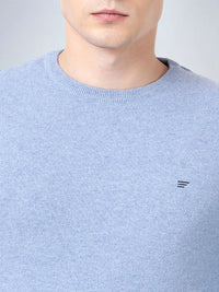 V Neck Lambswool Deep Sky Full Sleeve Pullover