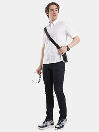 T-Base Men Regular Fit Cotton Casual Shirt | Short Sleeve|White