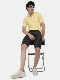 T-base Men's Casual Cargo Shorts | Mid-Rise | Regular Fit |Dark Grey