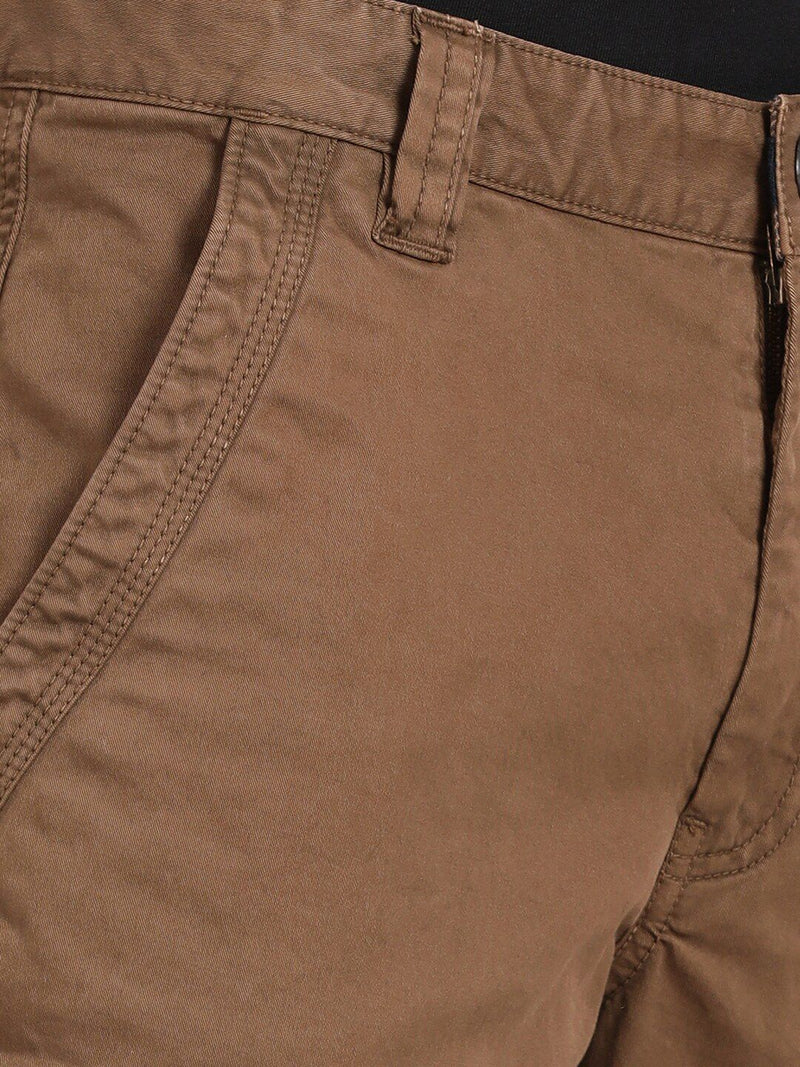 T-Base Men Brown Cargos Cotton Trousers
