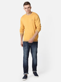 T-Base Men Yellow Solid Cotton Pullover