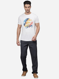 T-Base Men Self Design Textured Straight Fit Chinos