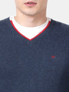 T-Base Men'S V-Neck Blue Sweater