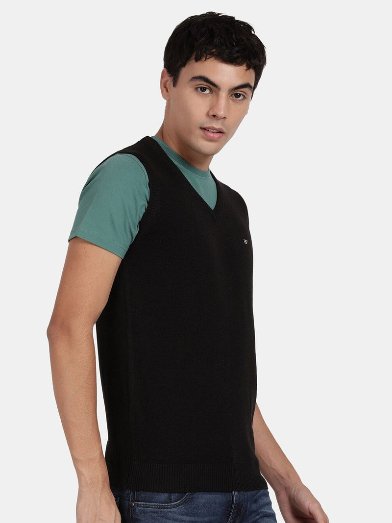 V Neck Black Sleeveless Pullover