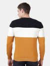 T-Base Men'S Yellow & White Colourblocked Pullover