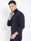 T-Base Men Navy Blue Solid Pullover Sweater