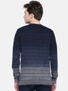T-Base Men Blue & Grey Striped Sweater