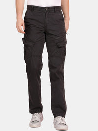 T-Base Men Mid Rise Pure Cotton Cargos Trousers
