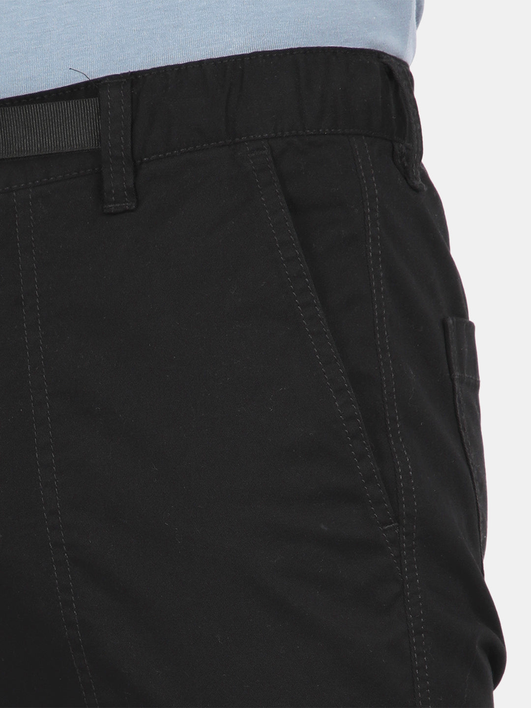 T-Base Men’s Black Cargo Trouser | Mid-Rise Casual Utility Pants with 4 Pockets